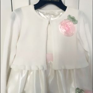 American Princess Easter Dress Pink Roses with Cardigan